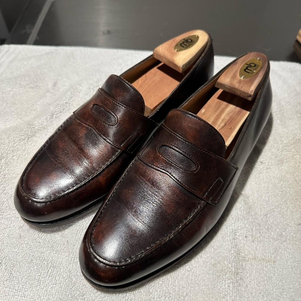 John Lobb Lopez Loafer Dark Brown Museum Calf Size 8.5E